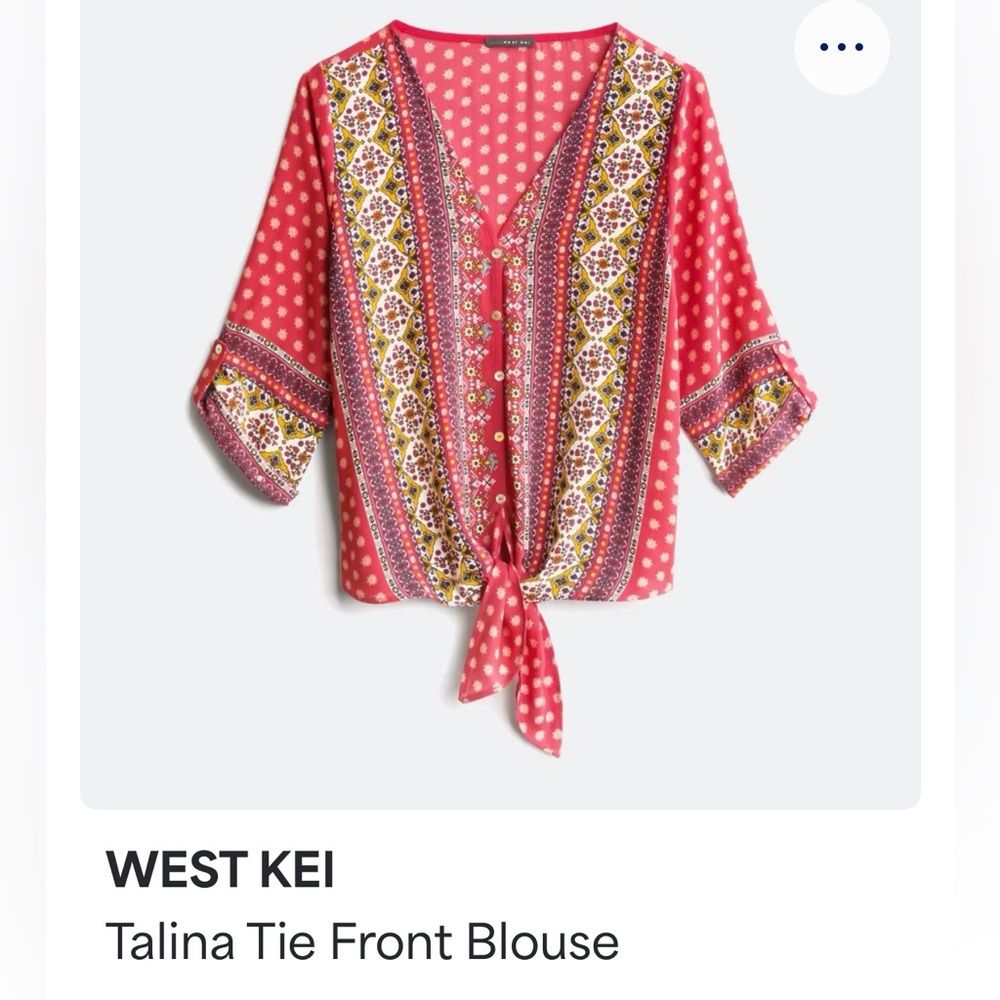 West Kei Taliba tie-front blouse size L